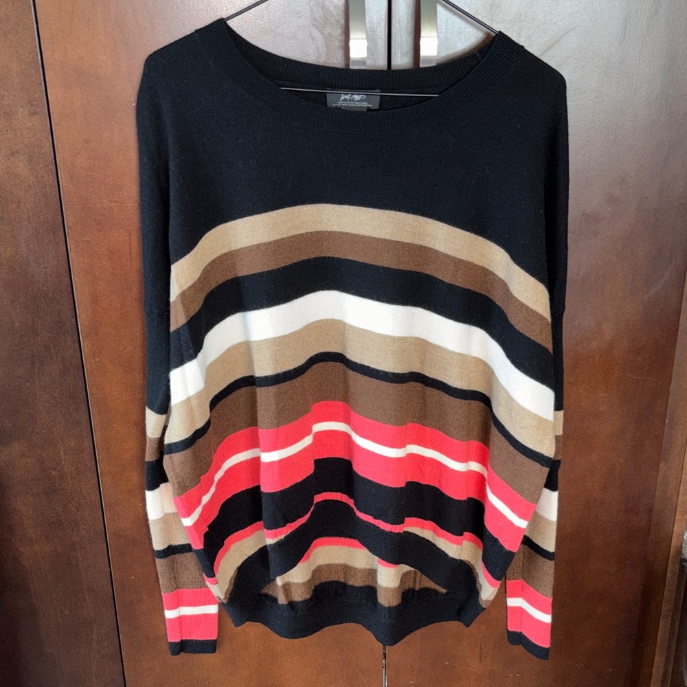 Lord & Taylor Black Extra Fine Merino Sweater